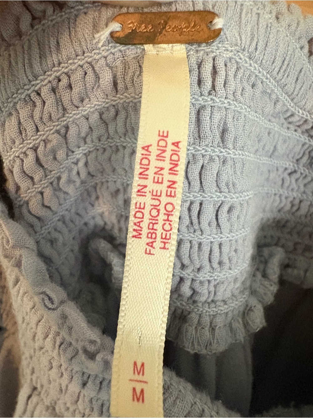 Free People Light Blue Smocked Strapless Romper - Picture 2 of 2